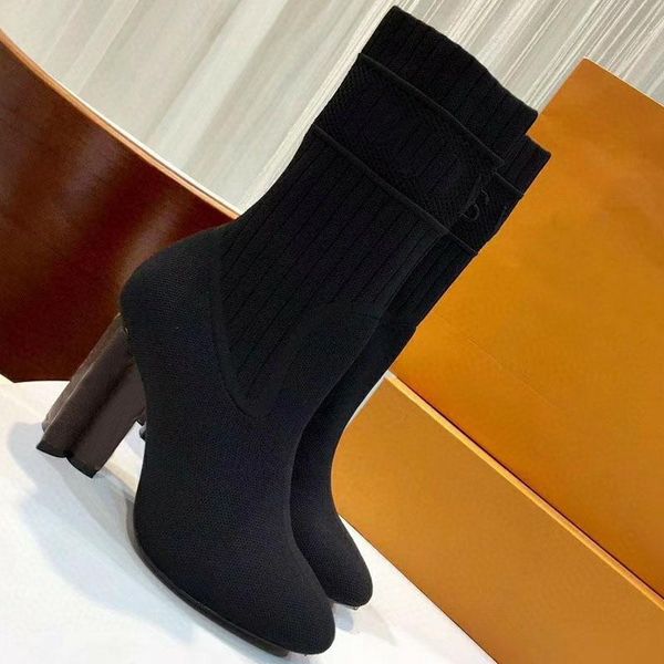 

boots women's shoes socks t elastic sports heels, Black