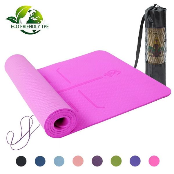 

yoga mats tasteless pilates gym exercise living room pads for fitness body building with position line carrying strap & bag