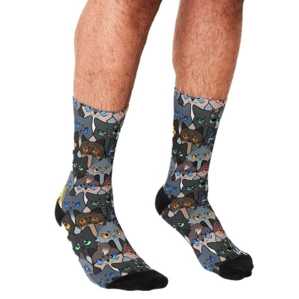 

men's socks funny personality warrior kits pattern printed hip hop men happy cute boys street style crazy for, Black