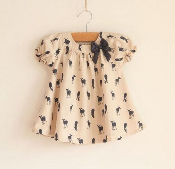 

2021 summer baby dress children clothes fawn bowknot shirts skirts girls tshirts kids ear, Blue