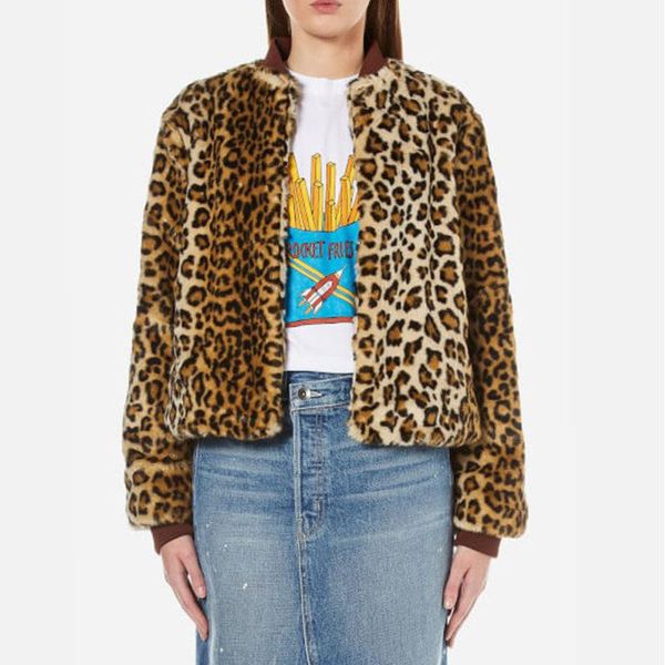 

women's fur & faux european and american winter leopard coat short leisure loose artificial women, Black