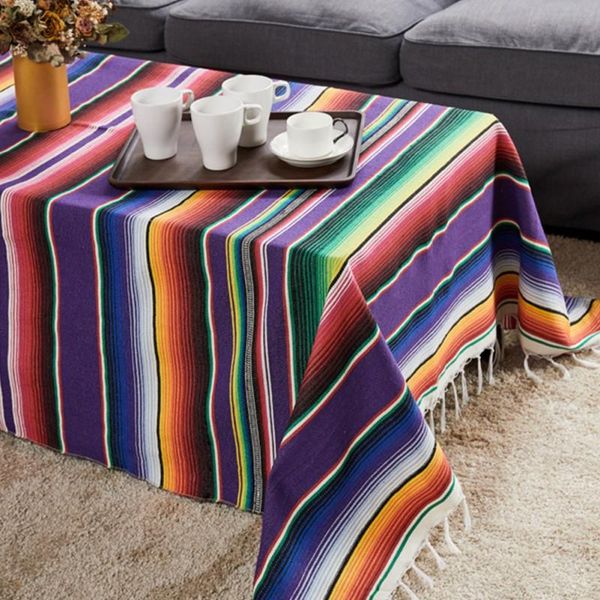 

table cloth hand-woven tablecloth mexican-style runner tassel home deskdecoration for party wedding