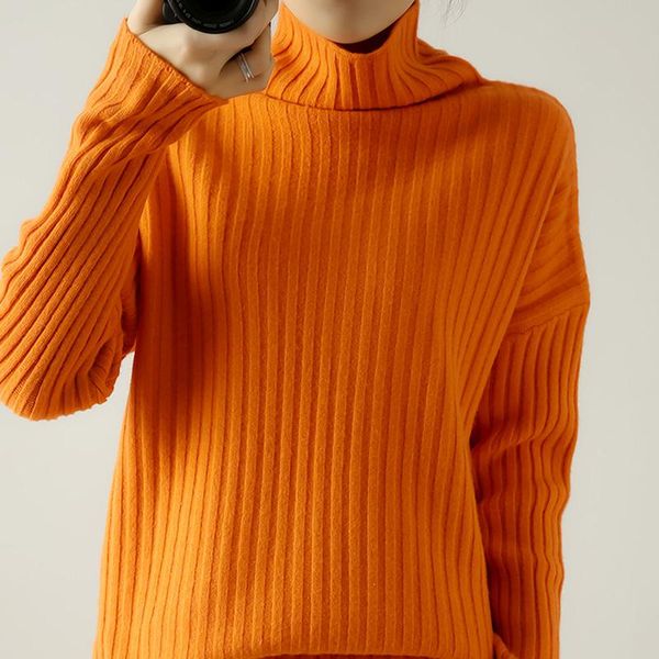 

women's sweaters autumn winter 100% cashmere and wool sweater women fashion turtleneck loose plus soft jumpers female high quanlity pul, White;black