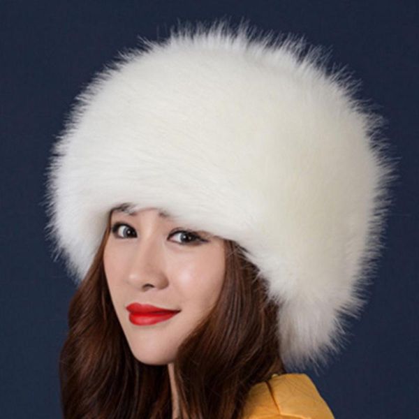 

outdoor hats women ladies luxury faux fur snow hat russian winter warmer ear cap ski casual all-match lovely for, Black;white