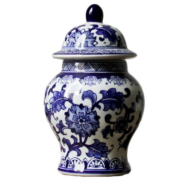Jingdezhen фарфоровые ручные росписью синий и белый фарфоровый генерал бак китайские украшения классическое украшение домашнего исследования 210623