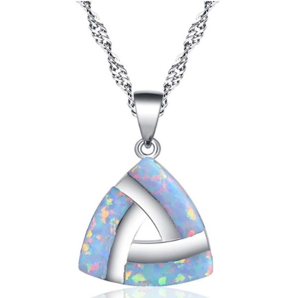 

chains trendy exquisite geometric triangle opal necklace feminine charm accessories valentine's day jewelry romantic gift wholesale, Silver