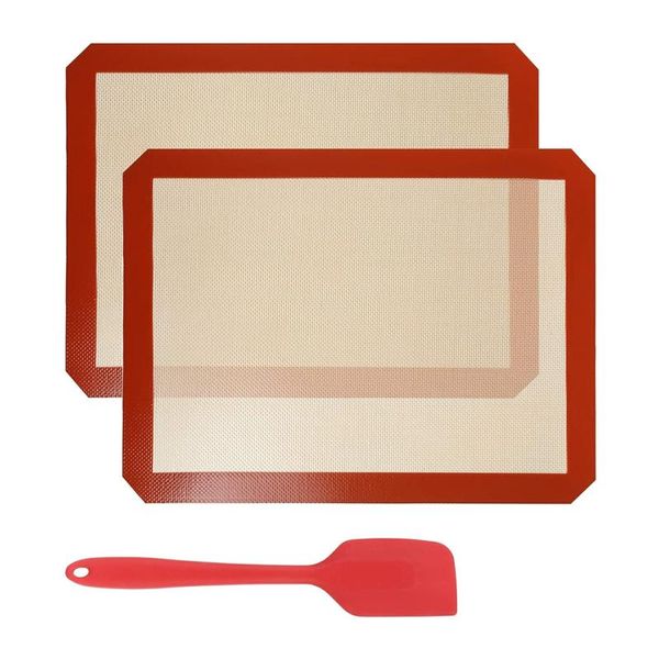

tools & accessories 2 silicone baking mats 40 x 30 cm and 1 spatula, non-stick pasta heat resistant mat sheet