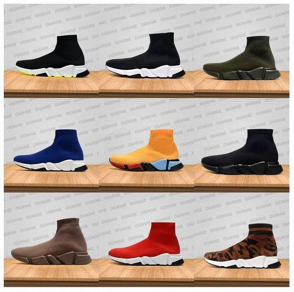 

[with box]2021 designer man women speed trainer mens womens sock boots socks boot casual shoes shoe runners runner sneakers 36 x0c8#, Black