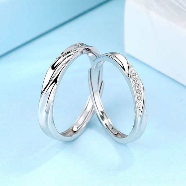 

gdk 925 pure open jewelry korean version silver interweaved with love couple pair band rings ring silver jewelry