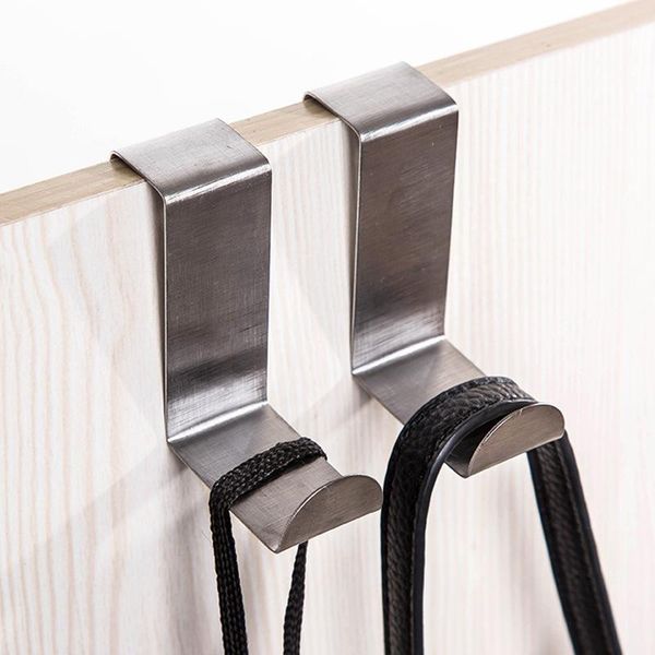 

hooks & rails 2 pcs home kitchen door stainless steel self holder hanger hang coat drawer cabinet towel clothes pothook