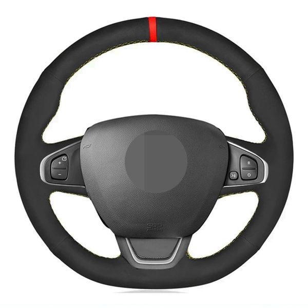 Capa de volante de carro macio preto genuíno couro camurça vermelho marcador para RENAULT clio 4 (iv) kaptur captur 2016-2019