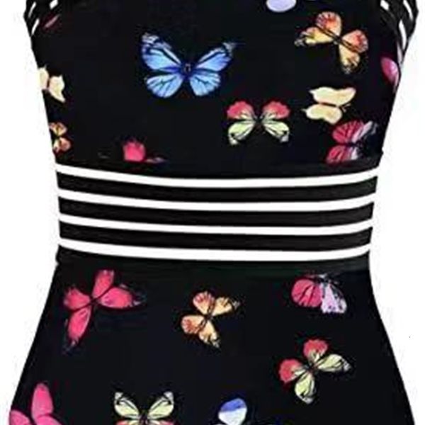 

one piece printed 21 swimsuit big backless bikini, Black;white