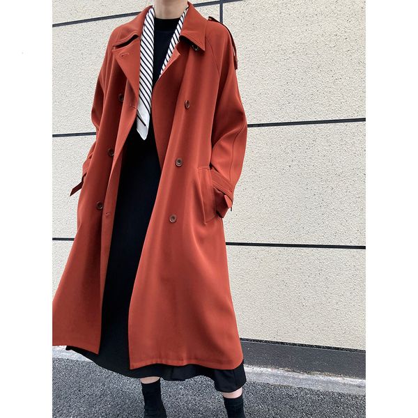 

luxury women's short coatluxi mainly promot the vertical british style loose medium and long knee length trench coat in autumn 2021, fe, Black;brown
