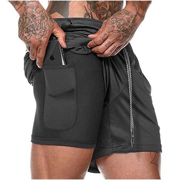 

men's shorts style summer simple sports leisure outdoor zipper pocket double-layer fitness foreign trade, White;black