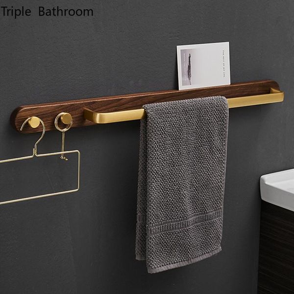 

towel racks punch-solid wood rail rack wall mounted with hook holder restroom hanging storage shelf bathroom accessories