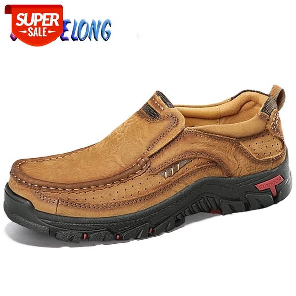 

men's casual shoes 100% genuine leather shoes outdoor hiking work cow leather lace-up loafers plus size 38-48 #vt2k