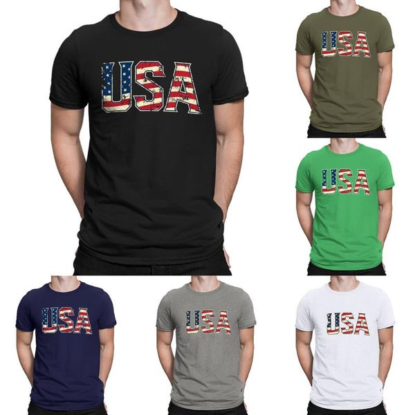 

men's t-shirts usa men shirts independence print short sleeve breathable loose casual summer for clothing pullover, White;black
