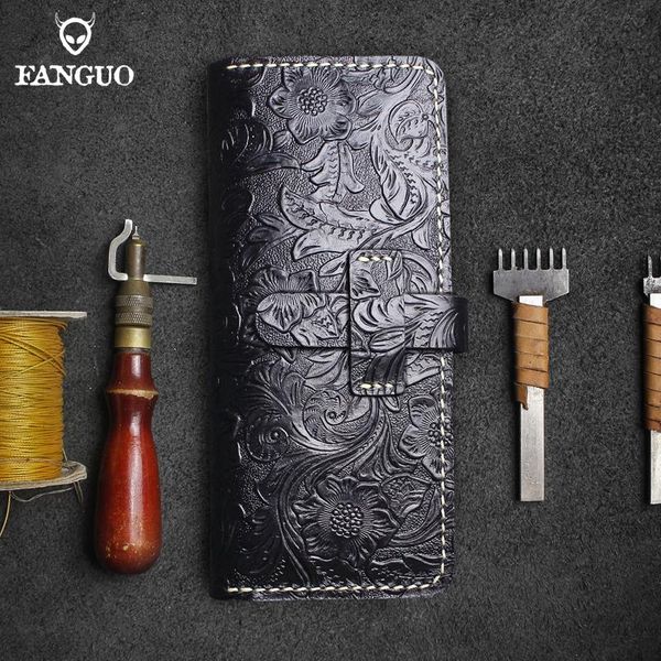 

wallets fanguo fashion genuine leather women wallet long cowhide multiple cards holder clutch female purse standard hand made vi, Red;black