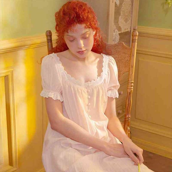 

summer cotton pink princess women sleepwear sleepshirts vintage girls lace nightgowns nightdress cute home lounge, Black;red
