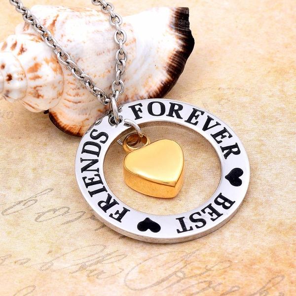 

pendant necklaces cmj9782 friends forever stainless steel memorial necklace for ashes keepsake cremation jewelry, Silver