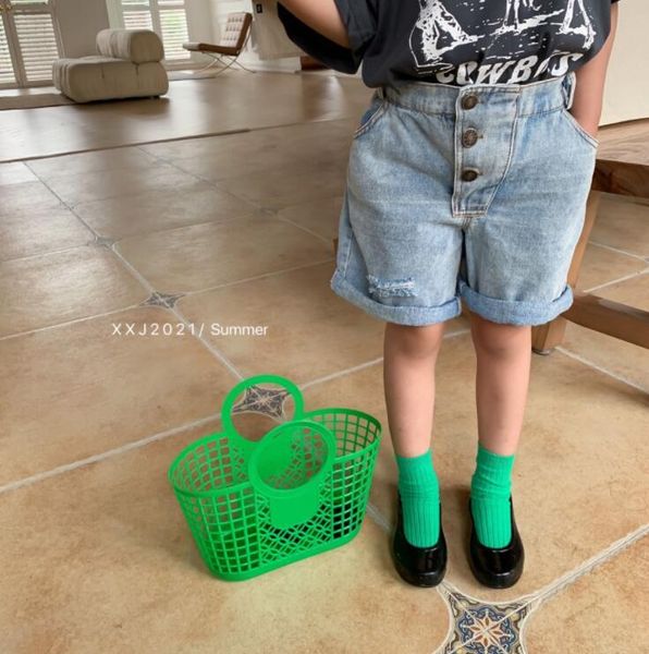 

style girls denim shorts summer cotton fashion kids, Black