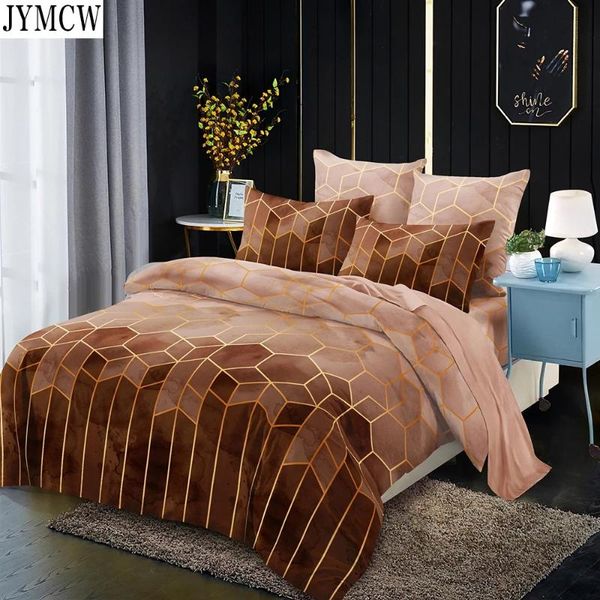 

bedding sets set 2/3 piece set, light luxury style gilded line geometric elements ronnie duvet cover & feather pillowcase (no sheets)