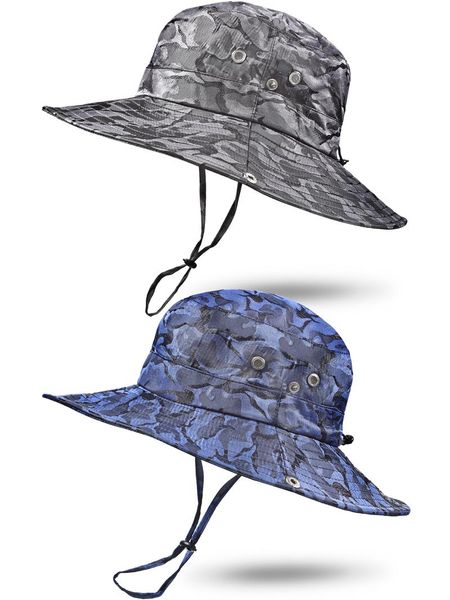 

outdoor hats breathable wide brim boonie hat fishing safari cap camo bucket with sun protection upf 50+, Black;white