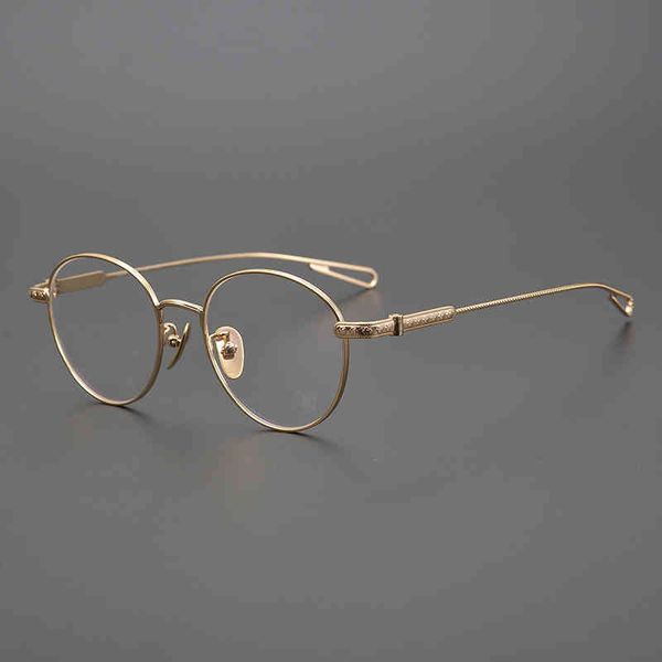 

factory outlet japanese handmade pure titanium round men's ultra light carved frame with myopia women's style, White;black