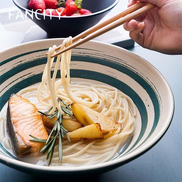 

ramen bowl, japanese style noodle commercial large tableware, ceramic soup bucket, n bowls