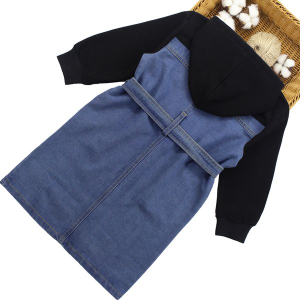 

dress for girls patchwork girl child denim dress belt children dress spring autumn costumes for girlsÂ 6Â 8Â 10Â 12Â 14, Red;yellow