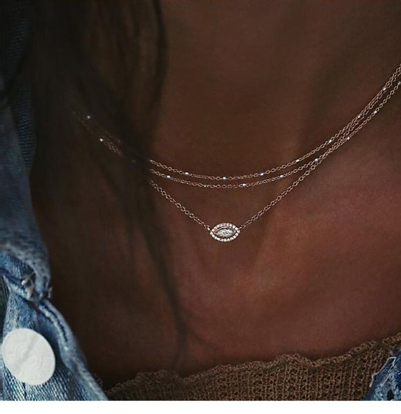 

multi-layered beads opal crystal gold long pendant necklace 3 layer necklaces memorial day gift women chains, Silver