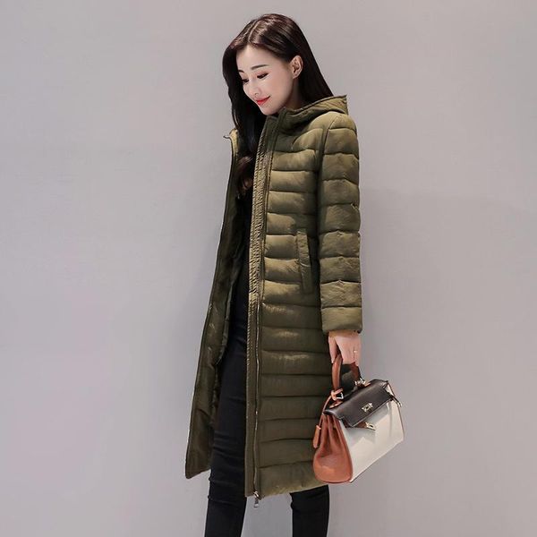 

long zipper slim standard full flocking limited arrival polyester winter clothes fund cotton women's down & parkas, Black