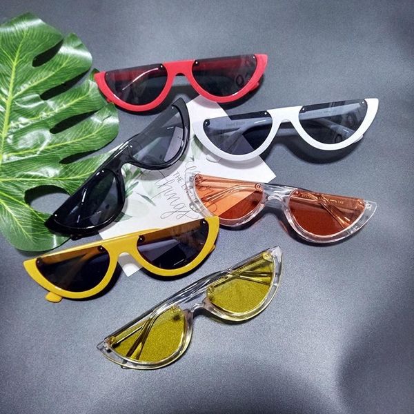 

sunglasses 2021 european and american half-frame men women hong kong style retro cat eye street s harajuku seaside, White;black