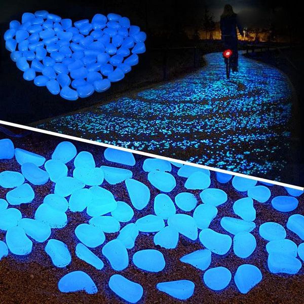 

decorative objects & figurines garden decor luminous stones glow in dark pebbles outdoor fish tank decoration pebble rocks aquarium mix colo