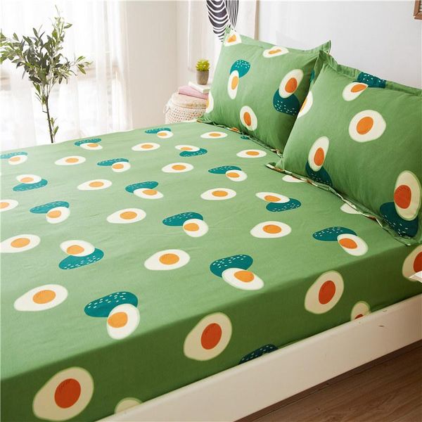 

sheets & sets 1pc bed sheet without case green avocado printed fitted four corners with elastic band 120/150/180cm bedspread