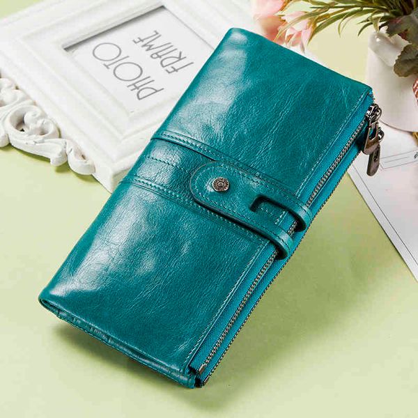 

classic wallets contact's genuine leather women female coin purse long walet zipper cartera mujer phone pocket money bag lady card hold, Red;black