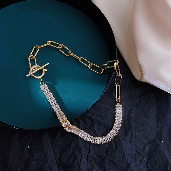 

xianlan202 in 2020 the new tide fashion necklace personality zircon collarbone collar women became generous collarbone chain neckl, Silver