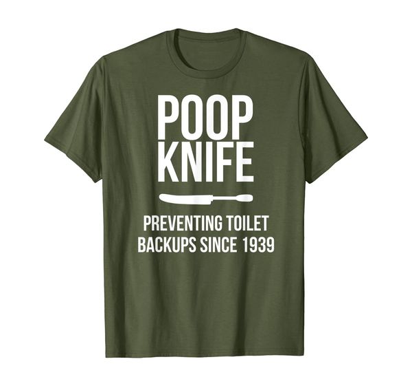 

poop knife preventing toilet backups bathroom humor t-shirt, White;black