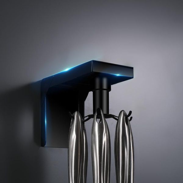 

hooks & rails simple non-perforated metal kitchen shelf, multifunctional rotating and retractable bathroom wall seamless hook