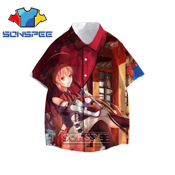 

men's casual shirts sonspee 3d print kantai collection anime hawaiian shirt men women summer harajuku tropical beach short sleeves, White;black