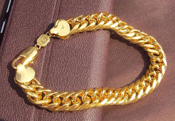 

big miami cuban link bracelet thick 25mil g/f solid gold chain luxurious heavy, Black