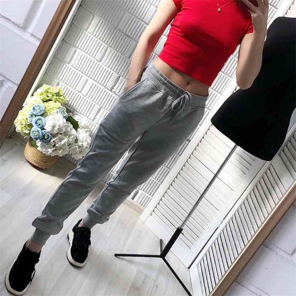 

autunm women pants and casual trousers plus size sport sweat 210430, Black;white
