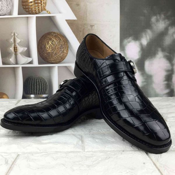 

autumn leather men's shoes handmade busins suit formal single large, Black