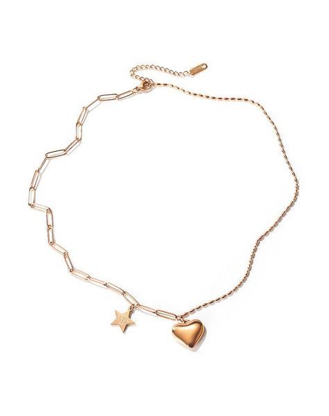 

chains ins tide net red retro niche love necklace female cold wind heart-shaped titanium steel clavicle chain pendant, Silver