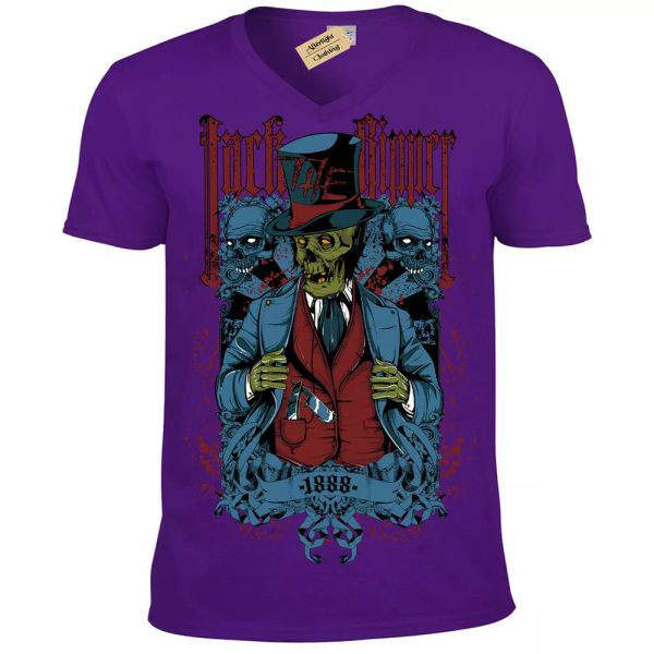 

jack the cierre adhesivo camiseta 1888 zombie hombre cuello en v, White;black