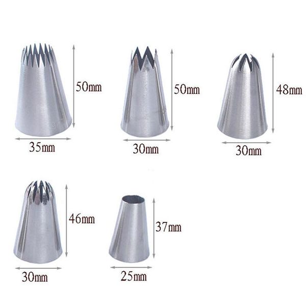 

baking & pastry tools 5pcs/set large russian icing piping nozzle tips cake decorating tool nozzles