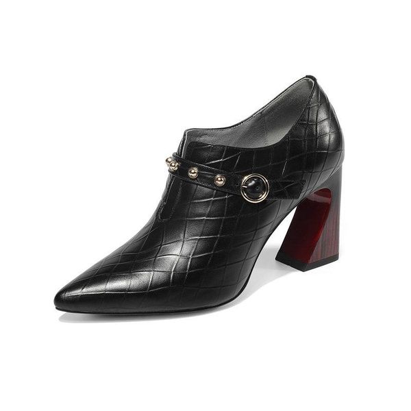 

dress shoes salu 2021 genuine leather women pumps all match pointed toe cow slip on ladies black big size 11 9