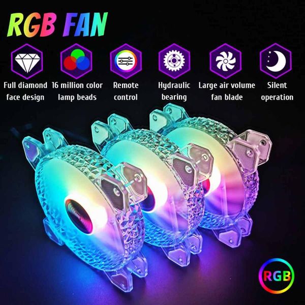 

fans & coolings 2types 6/3pcs 12cm aura gb computer case rgb mute led color changing cpu cooler with remote control