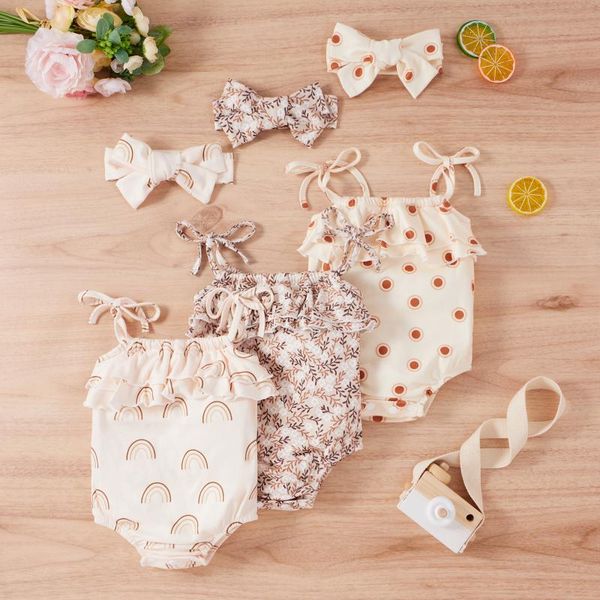 

jumpsuits summer infant baby girl sumemr romper off shoulder ruffle collar floral/dot print sleeveless strap playsuit 2pcs, Blue