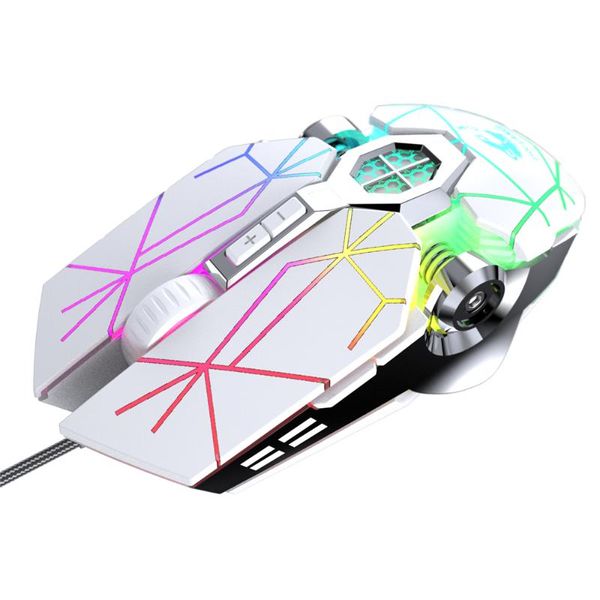 

mice wireless rechargeable game ergonomics mouse mute liquid-cooled shining mechanical 2400dpi with 7keys computer